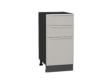 Шкаф нижний с 3-мя ящиками Фьюжн 816*400*480 Silky Light Grey / Graphite