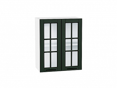 Шкаф верхний с 2-мя остекленными дверцами Дублин 716*600*318 Special Green / Белый