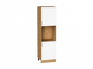 Шкаф пенал с 2-мя дверцами под технику Сканди 2132*600*576 White Silkwood / Дуб Вотан