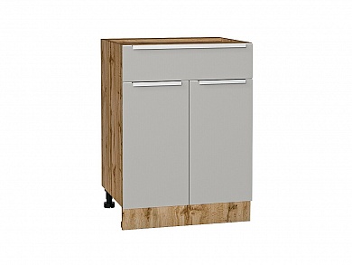Шкаф нижний с 2-мя дверцами и ящиком Фьюжн 816*600*480 Silky Light Grey / Дуб Вотан