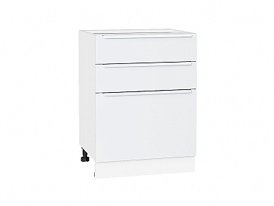 Шкаф нижний с 3-мя ящиками Фьюжн 816*600*480 Silky White / Белый