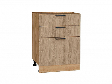 Шкаф нижний с 3-мя ящиками Флэт 816*600*478 Natural Casella Oak 2S / Дуб Вотан