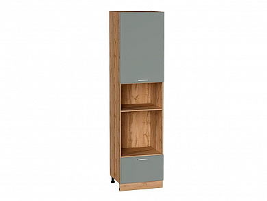 Шкаф пенал с 1-ой дверцей и ящиком под технику Квадро 2336*600*577 Аквамарин / Дуб Вотан