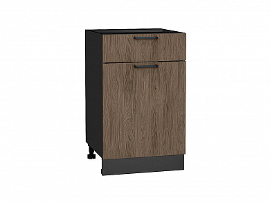 Шкаф нижний с 1-ой дверцей и ящиком Флэт 816*500*478 Brown Casella Oak 2S / Graphite