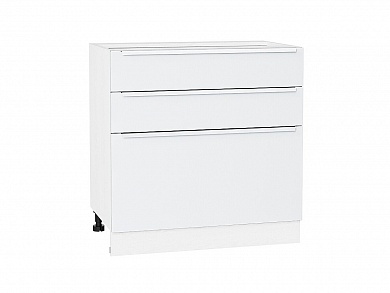 Шкаф нижний с 3-мя ящиками Фьюжн 816*800*480 Silky White / Белый