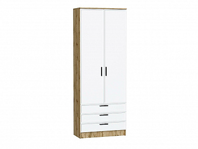 Шкаф двухстворчатый Стиль ШК-803 с ящиками 2110*800*376 White Silk