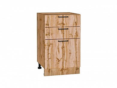 Шкаф нижний с 3-мя ящиками Флэт 816*500*478 Wotan Oak 2S / Дуб Вотан