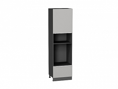 Шкаф пенал с 1-ой дверцей и ящиком под технику Фьюжн 2132*600*576 Silky Light Grey / Graphite