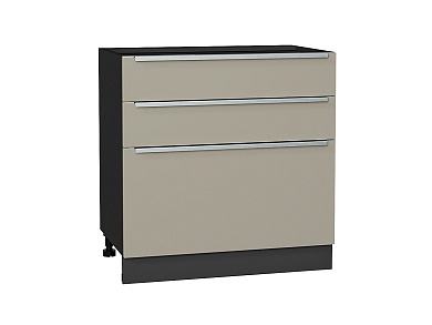 Шкаф нижний с 3-мя ящиками Фьюжн 816*800*480 Silky Grey / Graphite