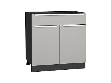 Шкаф нижний с 2-мя дверцами и ящиком Фьюжн 816*800*480 Silky Light Grey / Graphite