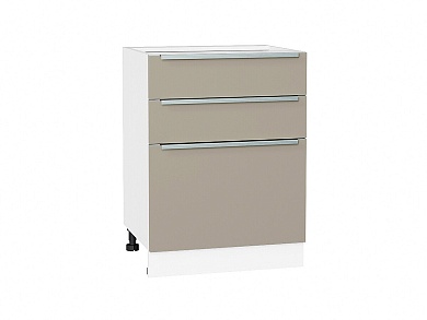 Шкаф нижний с 3-мя ящиками Фьюжн 816*600*480 Silky Grey / Белый