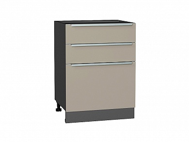 Шкаф нижний с 3-мя ящиками Фьюжн 816*600*480 Silky Grey / Graphite