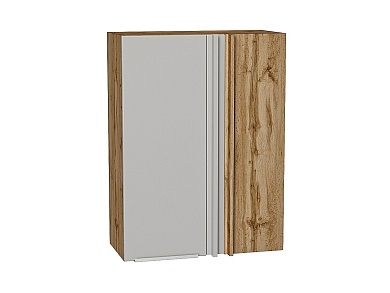 Шкаф верхний прямой угловой Фьюжн 920*700*345 Silky Light Grey / Дуб Вотан