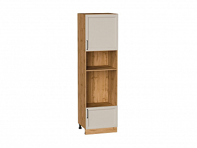 Шкаф пенал с 1-ой дверцей и ящиком под технику Сканди 2132*600*576 Cream Silkwood / Дуб Вотан