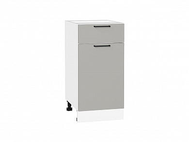 Шкаф нижний с 1-ой дверцей и ящиком Флэт 816*400*478 Light Grey In 2S / Белый