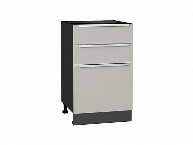 Шкаф нижний с 3-мя ящиками Фьюжн 816*500*480 Silky Light Grey / Graphite