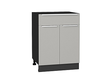 Шкаф нижний с 2-мя дверцами и ящиком Фьюжн 816*600*480 Silky Light Grey / Graphite
