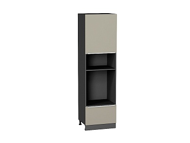 Шкаф пенал с 1-ой дверцей и ящиком под технику Фьюжн 2132*600*576 Silky Grey / Graphite
