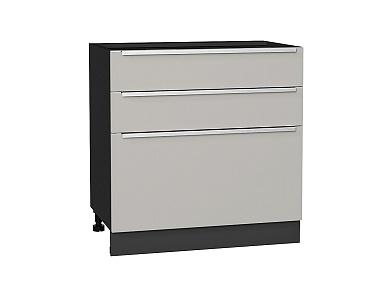 Шкаф нижний с 3-мя ящиками Фьюжн 816*800*480 Silky Light Grey / Graphite