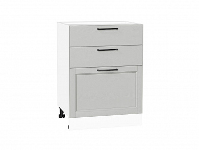 Шкаф нижний с 3-мя ящиками Сканди 816*600*480 Grey Silkwood / Белый