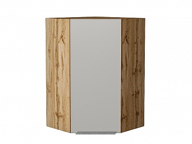 Шкаф верхний угловой Фьюжн 920*600*600 Silky Light Grey / Дуб Вотан